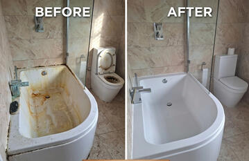 Bathroom before vs after